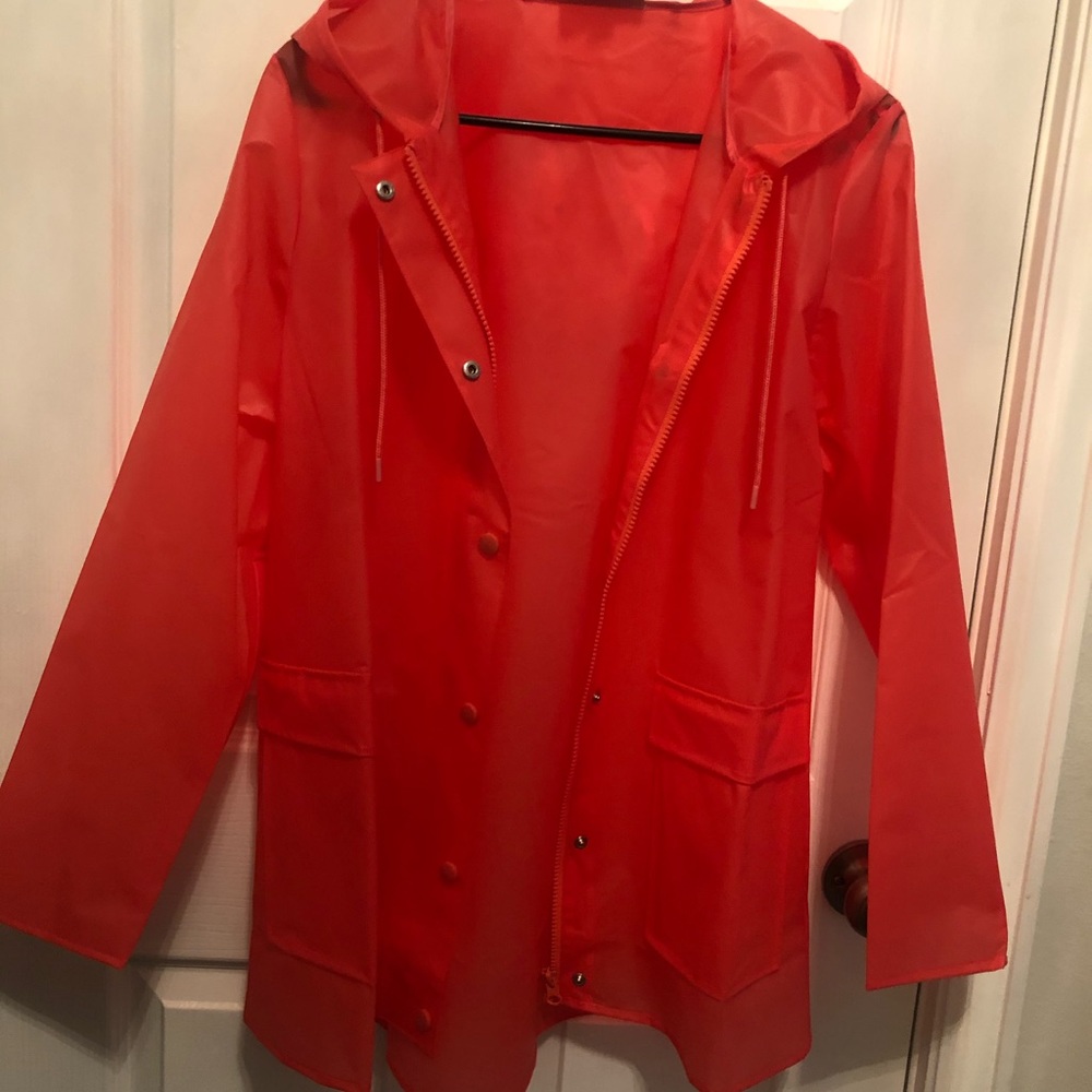 Hot pink/coral sheer rain jacket
